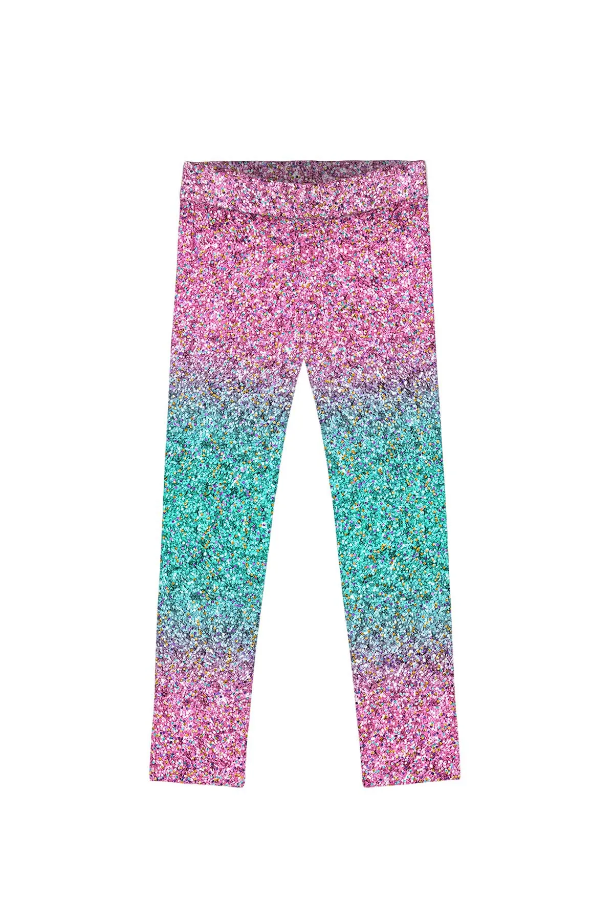 Maldives Lucy Pink & Mint Glitter Print Leggings - Kids