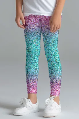 Maldives Lucy Pink & Mint Glitter Print Leggings - Kids