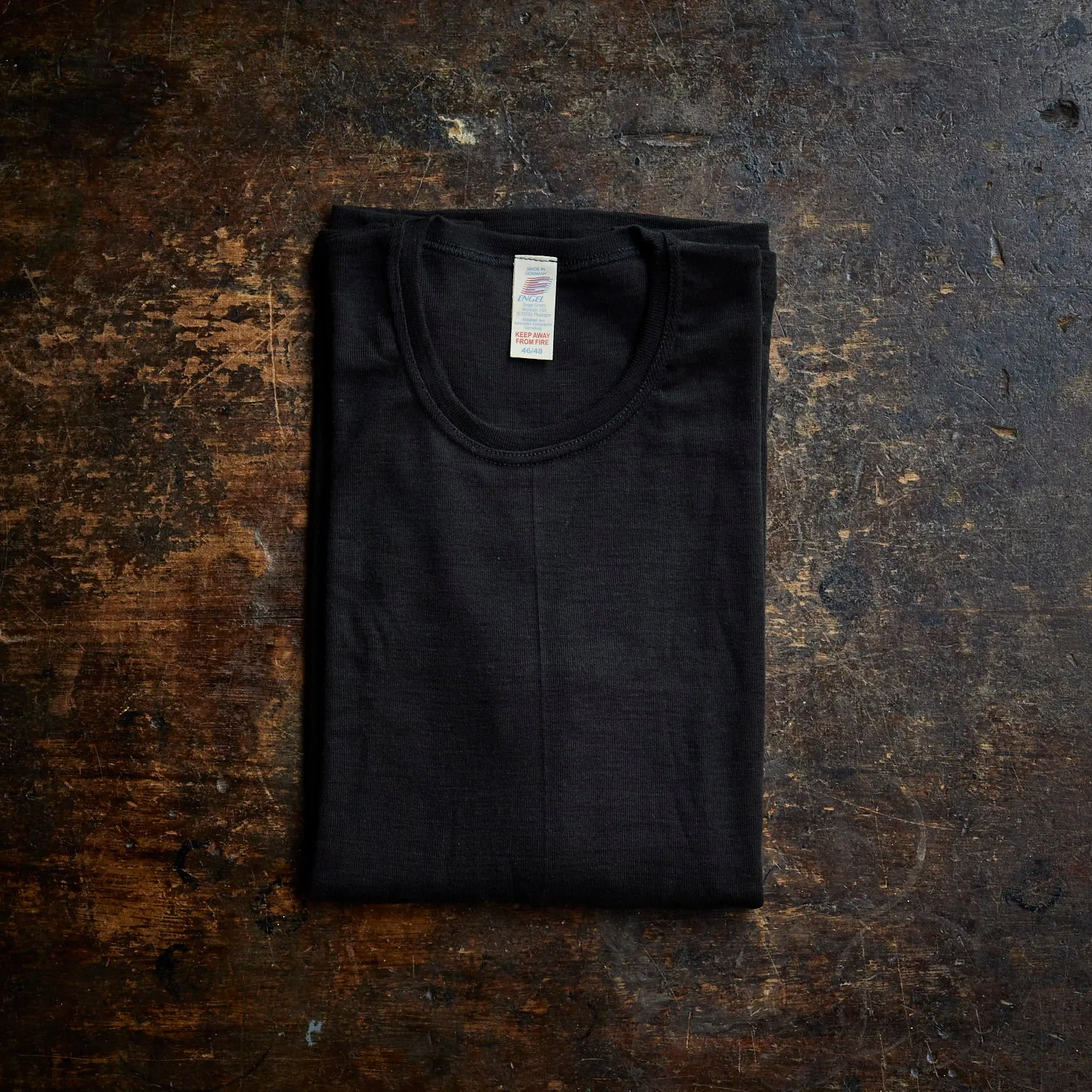 Mens Merino Wool & Silk LS Top - Black