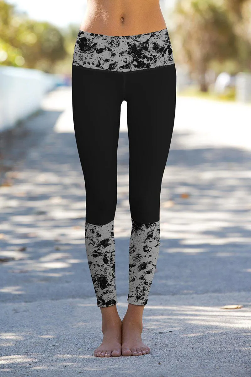 Mercury Lucy Black Printed Details Leggings Yoga Pants - Women