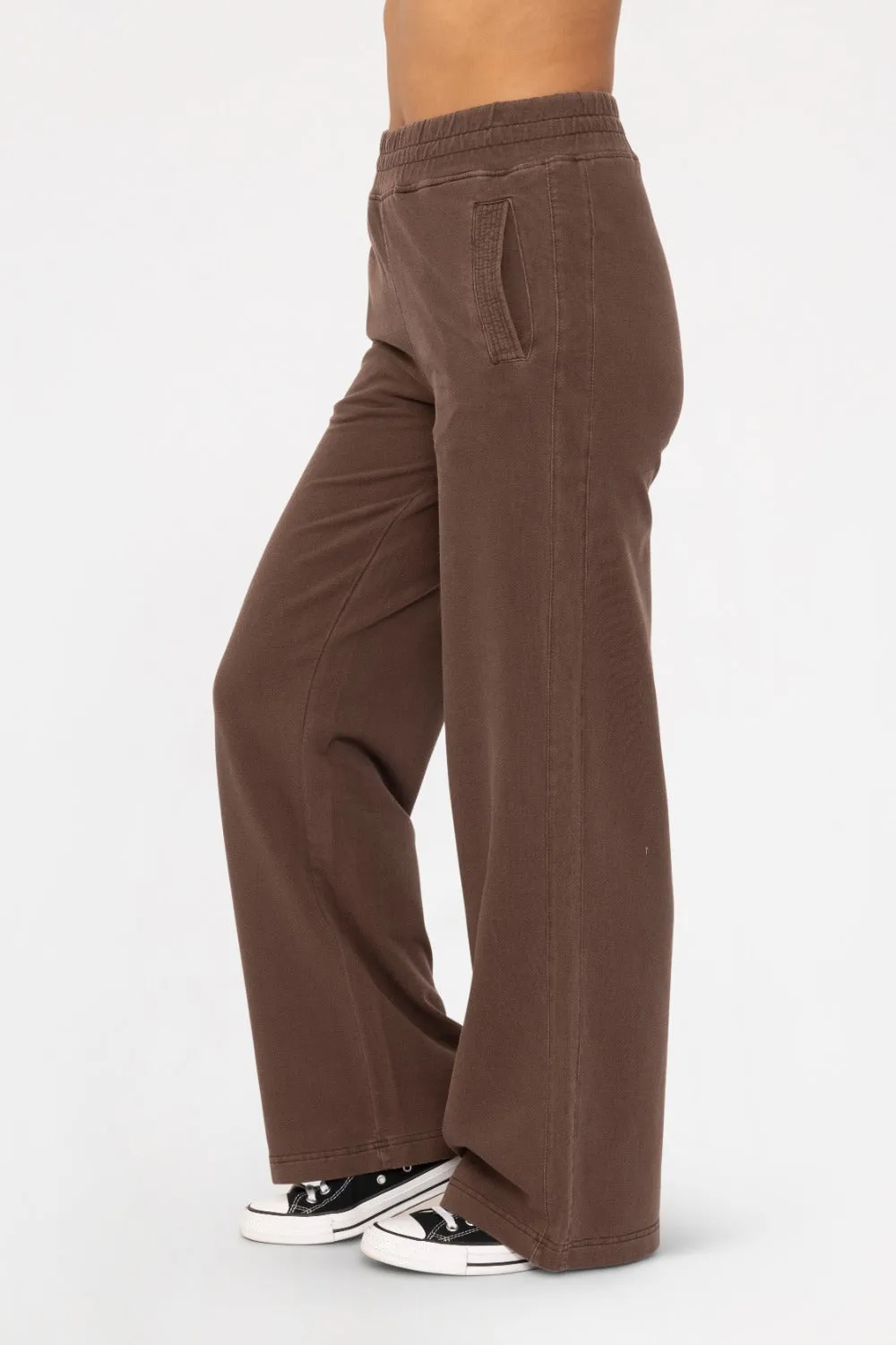 Mono B Mineral Washed French Terry Wide Leg Pants