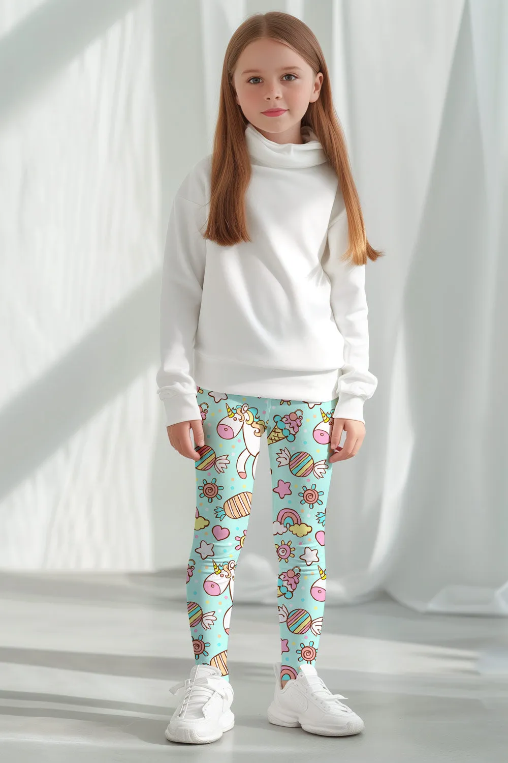 My Friend Unicorn Lucy Cute Colorful Mint Printed Leggings - Kids