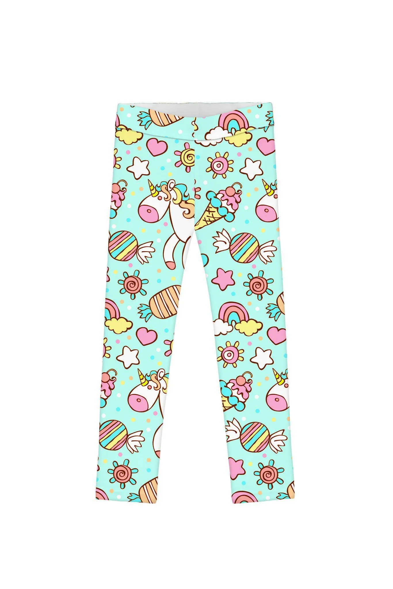 My Friend Unicorn Lucy Cute Colorful Mint Printed Leggings - Kids