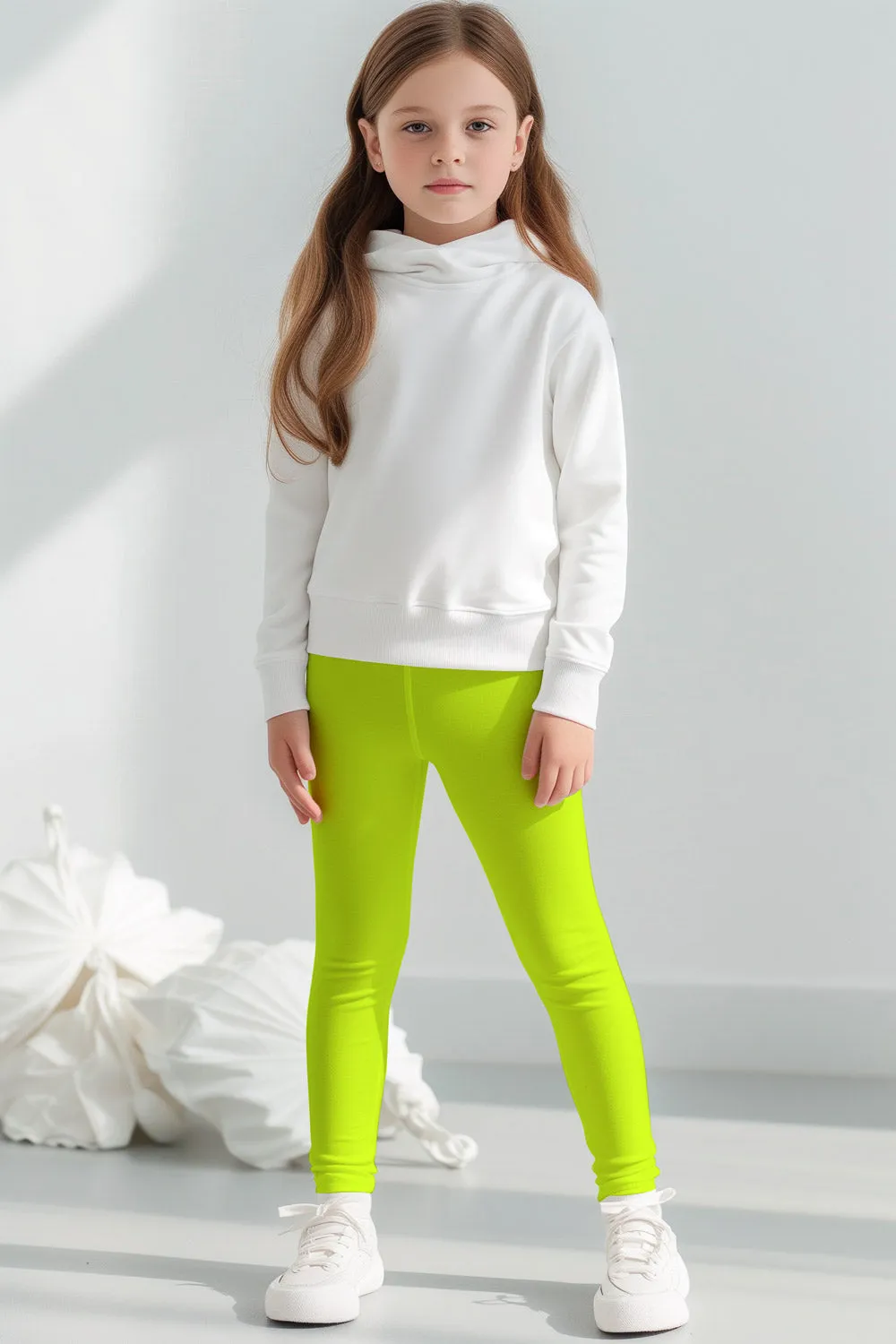 Neon Yellow UV 50  Lucy Bright Cute Stretchy Leggings - Kids