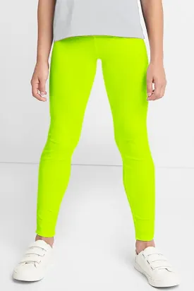 Neon Yellow UV 50  Lucy Bright Cute Stretchy Leggings - Kids