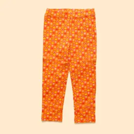 Organic Cotton Girl Leggings - Indian Flora Orange