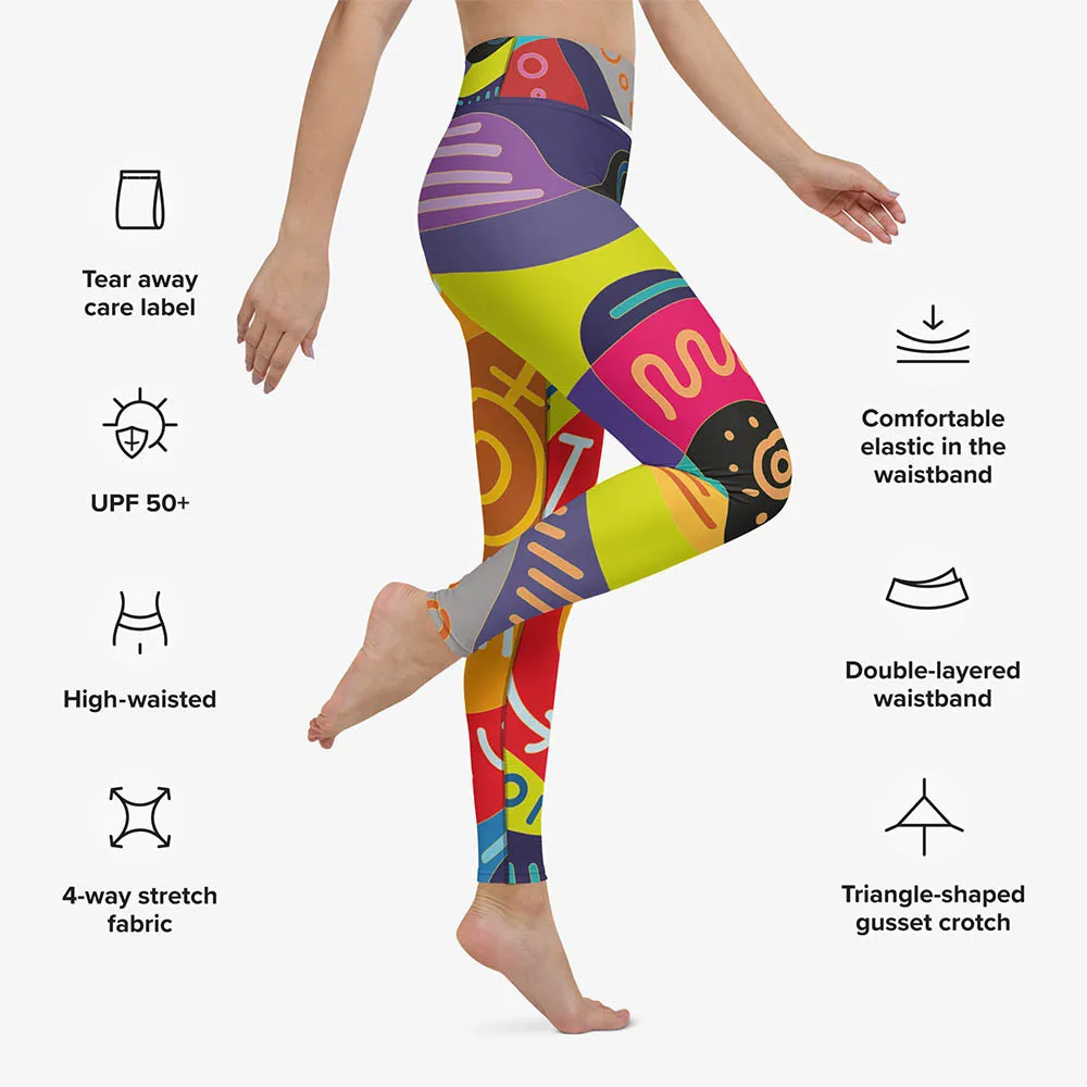 Printed Leggings "Funky Batik" Green/blue/Magenta