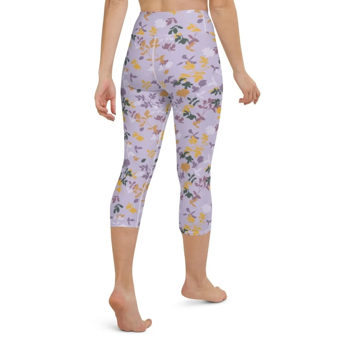 Purple Floral Women's Capri Yoga Pants