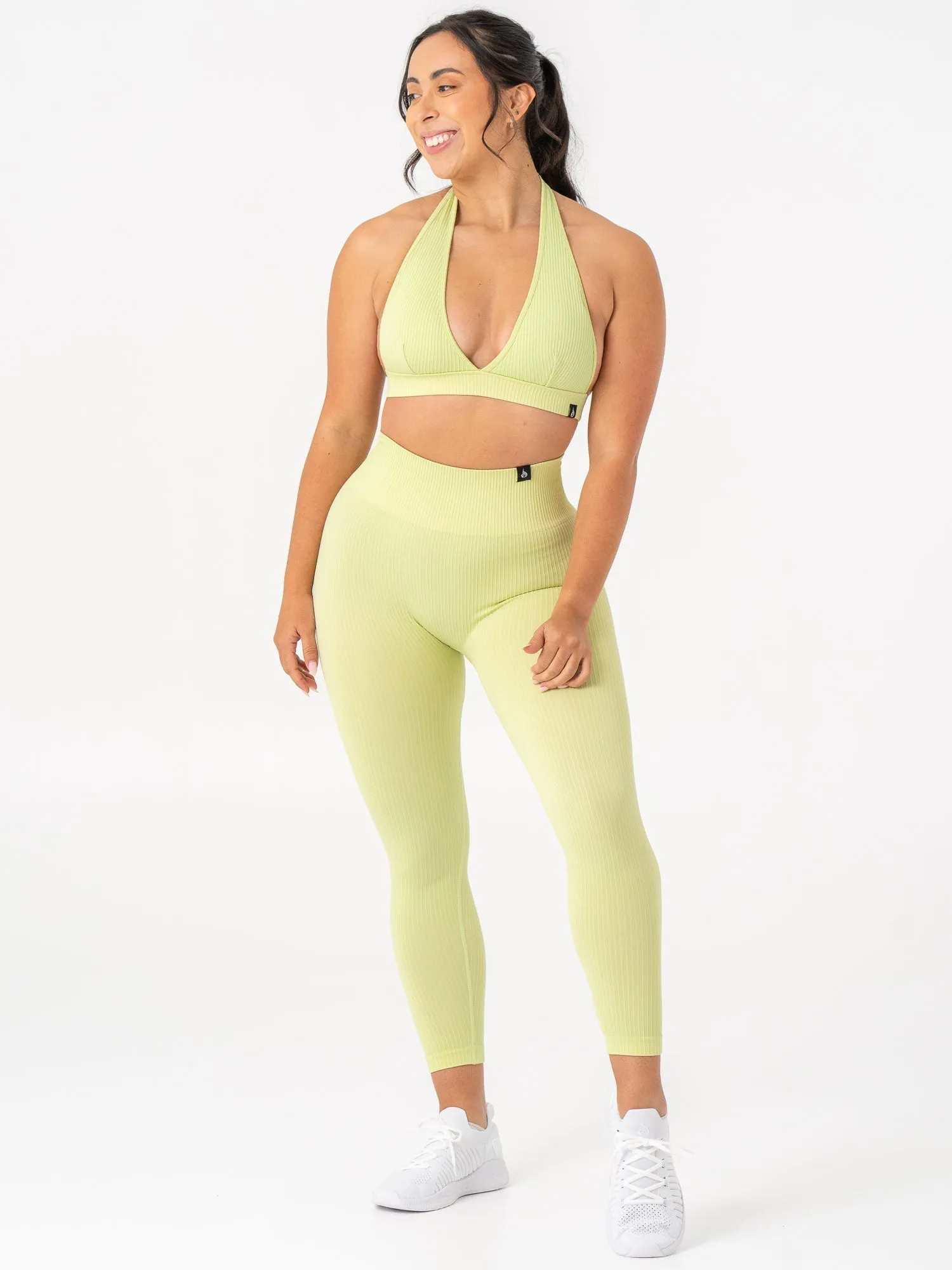 Rib Scrunch Seamless Leggings - Lime