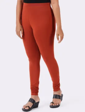 Rust Brown Plain Churidar  Lycra Leggings