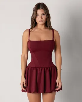 Squarey Convertible Bubble Dress - Cabernet