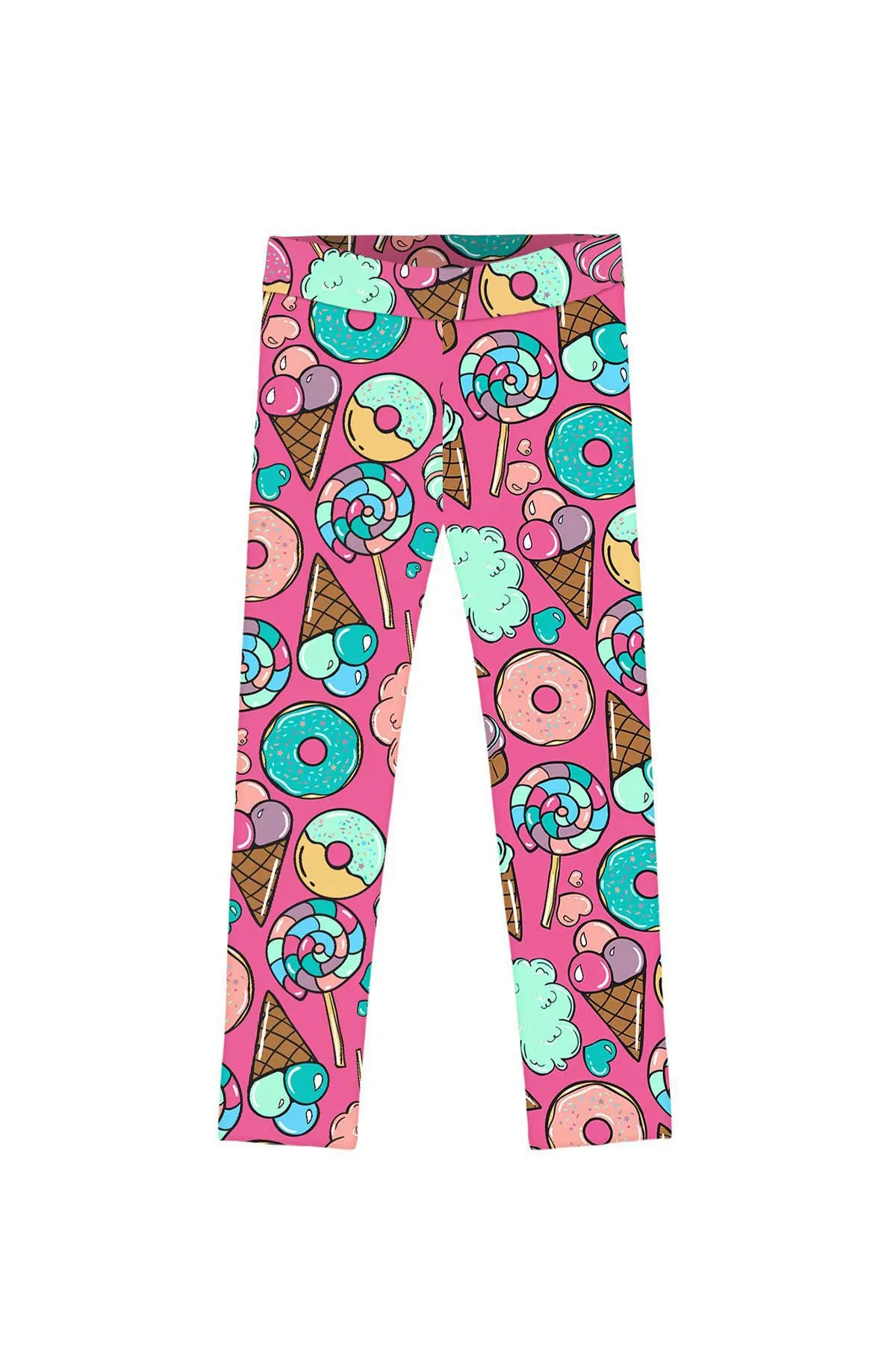 Stay Sweet Lucy Pink Dessert Print Cute Bright Summer Leggings - Kids