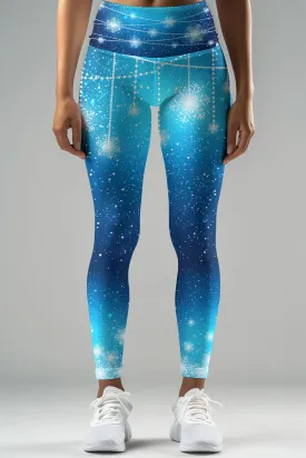 The Snow Queen Lucy Blue Winter Print Leggings Yoga Pants - Women