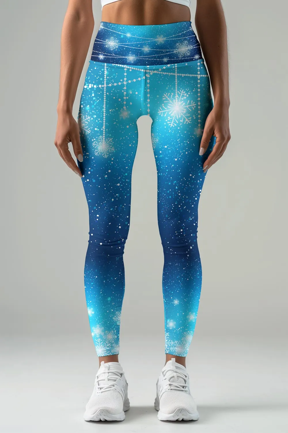 The Snow Queen Lucy Blue Winter Print Leggings Yoga Pants - Women