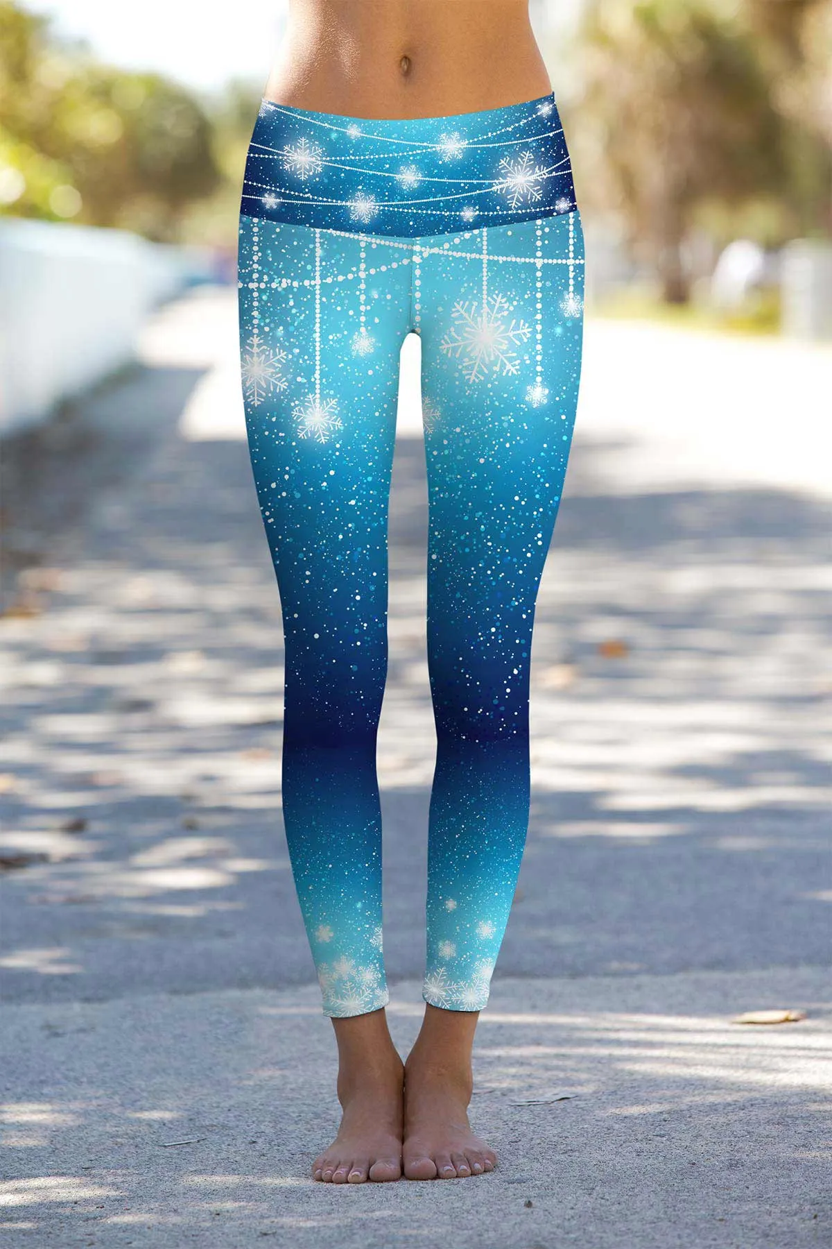 The Snow Queen Lucy Blue Winter Print Leggings Yoga Pants - Women