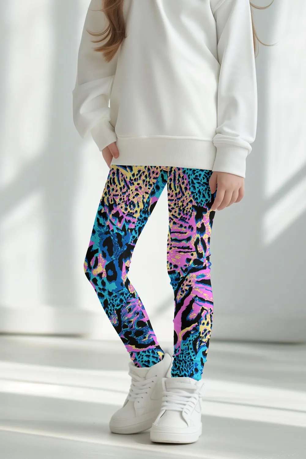 Trendsetter Lucy Blue & Pink Animal Printed Cute Leggings - Kids