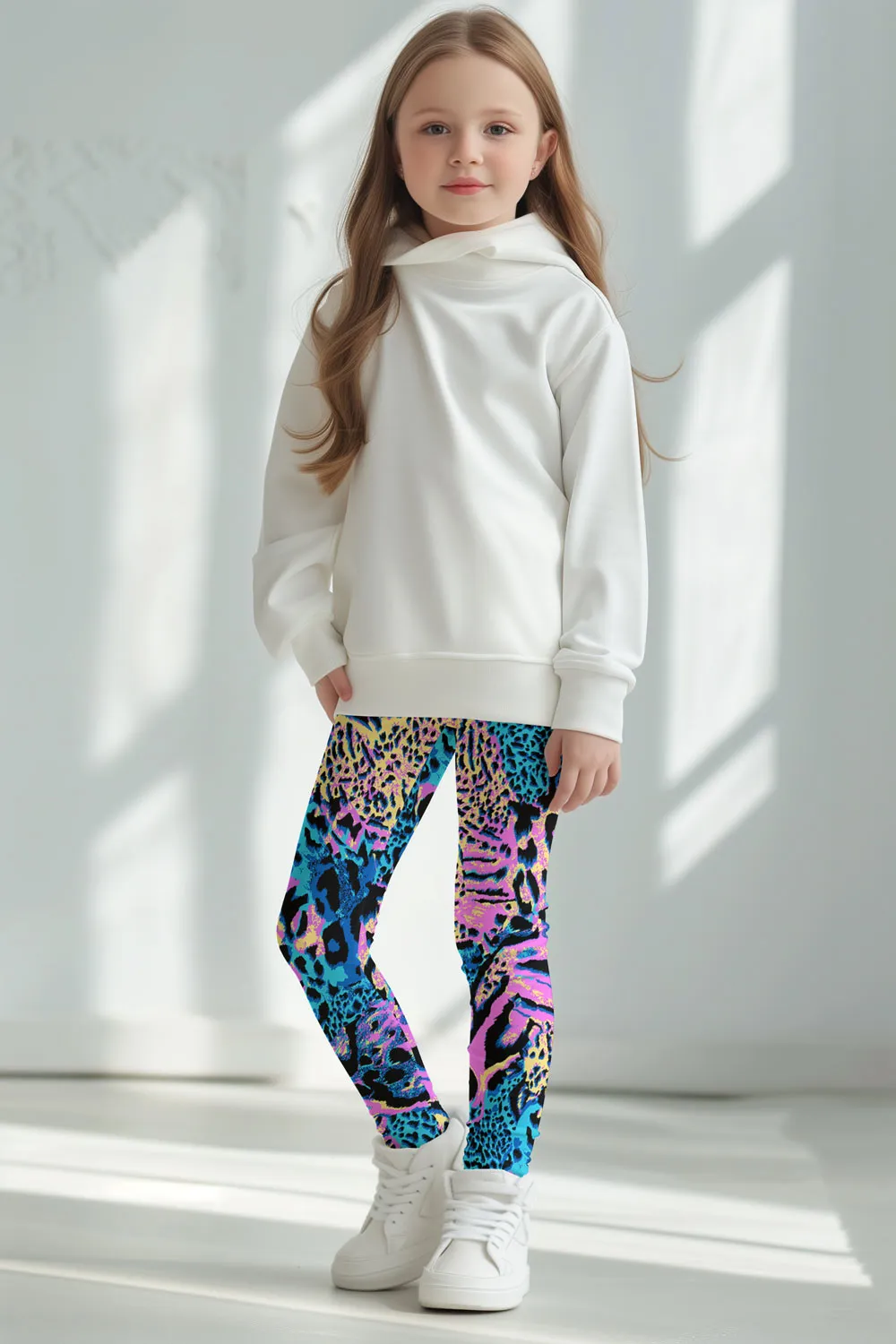 Trendsetter Lucy Blue & Pink Animal Printed Cute Leggings - Kids