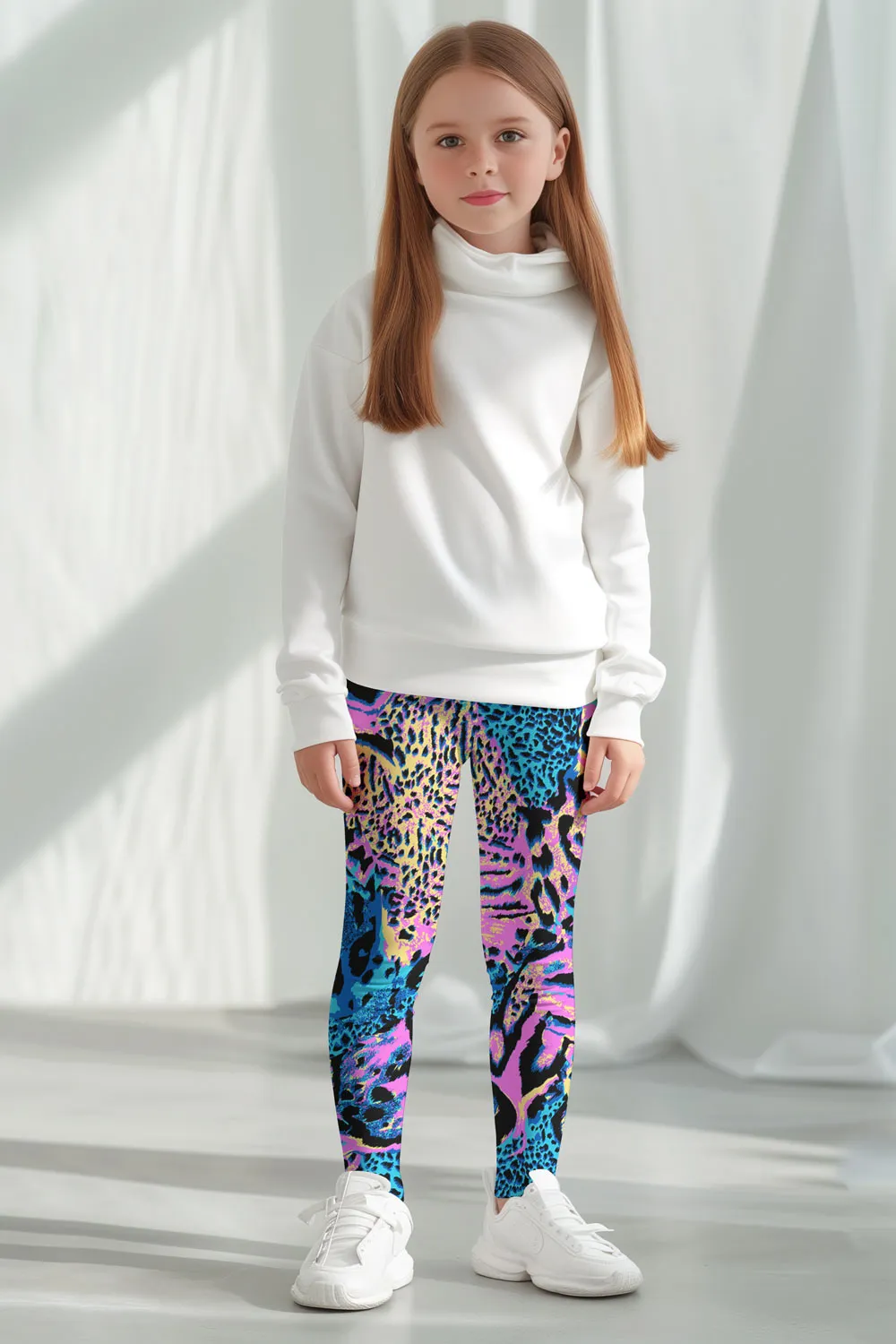 Trendsetter Lucy Blue & Pink Animal Printed Cute Leggings - Kids