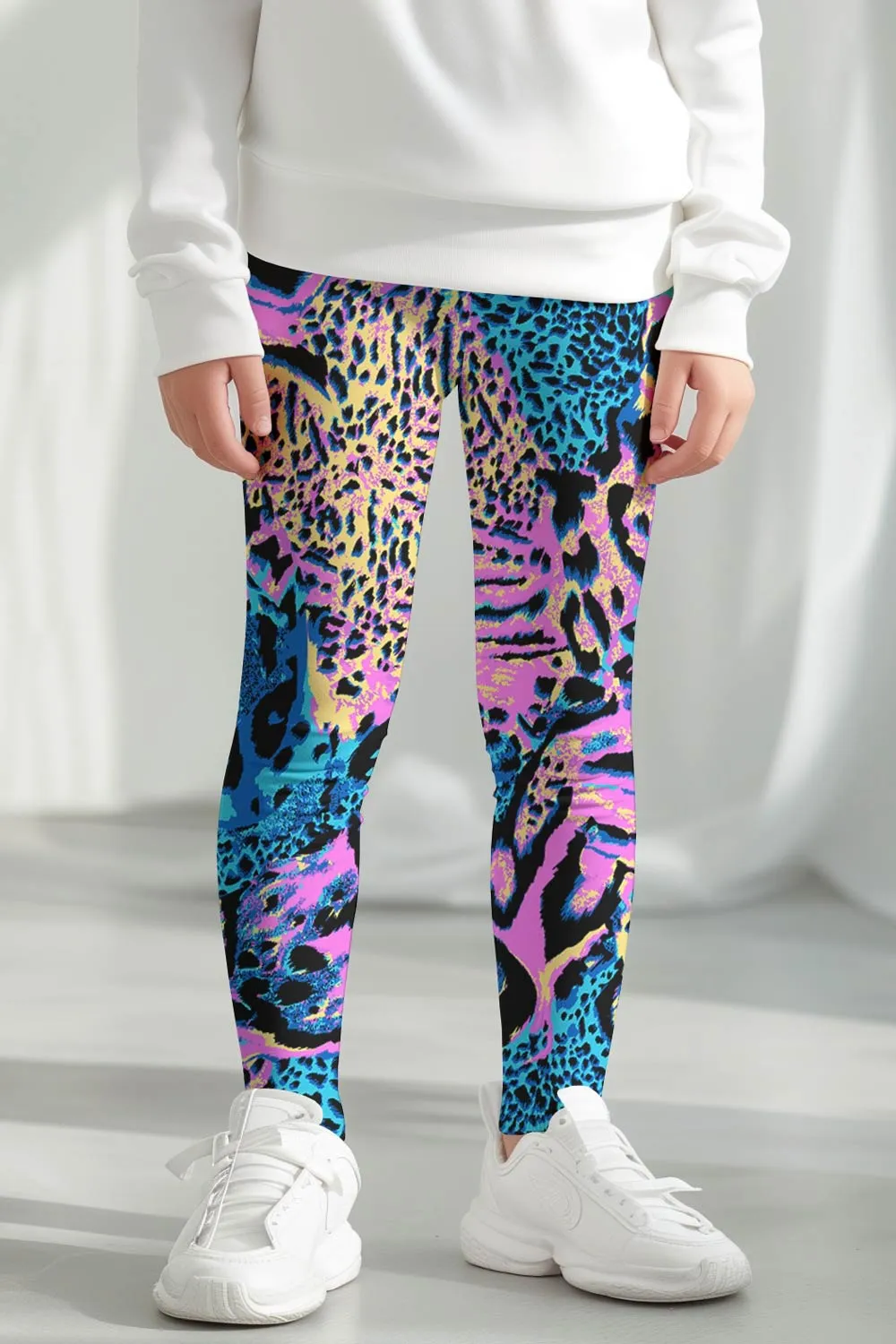 Trendsetter Lucy Blue & Pink Animal Printed Cute Leggings - Kids