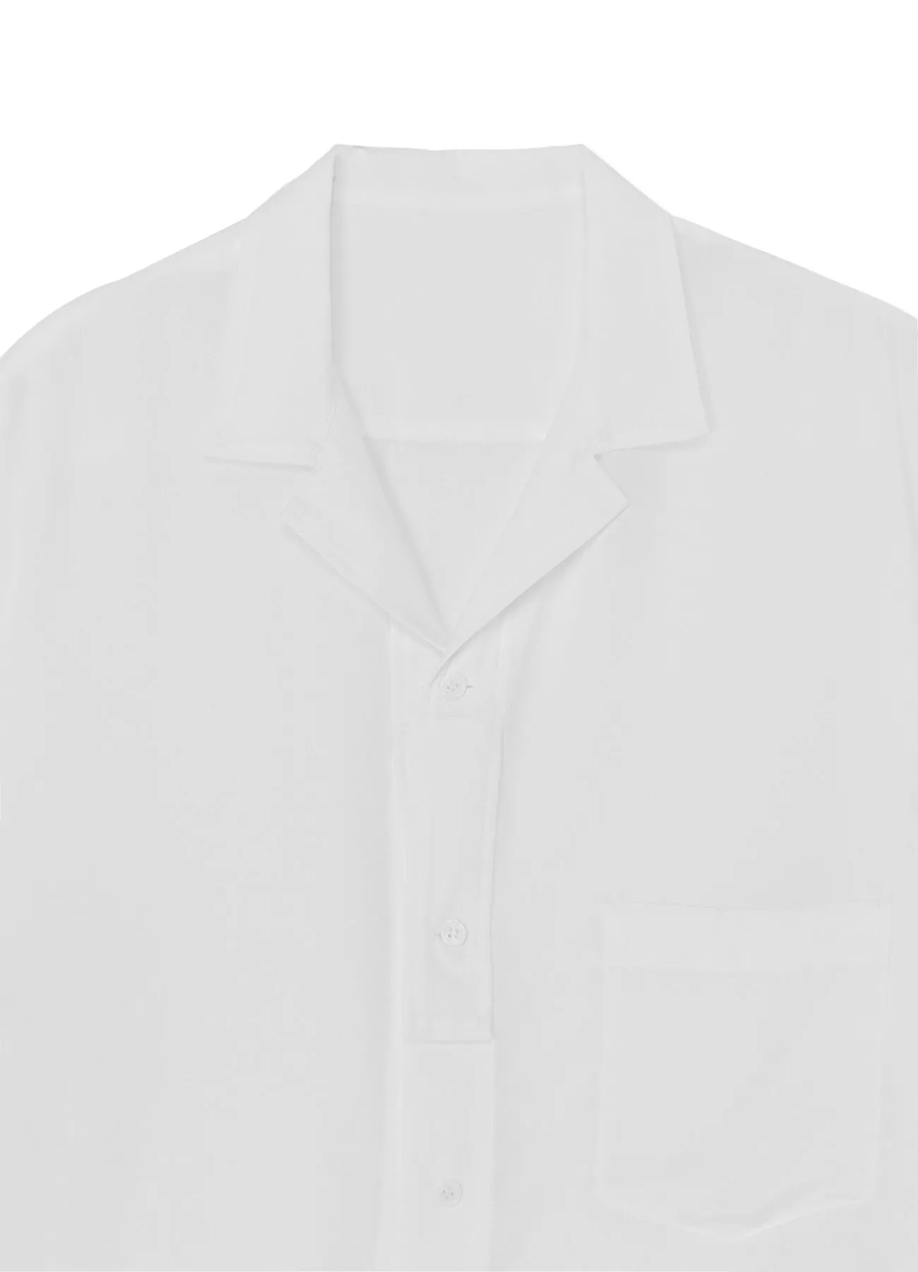 WHITE TENCEL POPLIN HALF-SLEEVE SHIRT WITH DECONSTRUCTED PLACKET