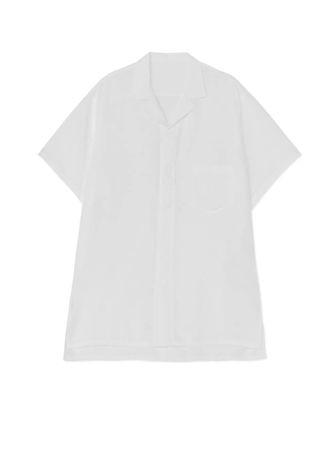 WHITE TENCEL POPLIN HALF-SLEEVE SHIRT WITH DECONSTRUCTED PLACKET