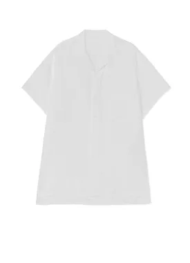 WHITE TENCEL POPLIN HALF-SLEEVE SHIRT WITH DECONSTRUCTED PLACKET