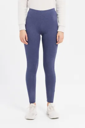 Women Charcoal And Navy Solid Leggings (Pack of 2)