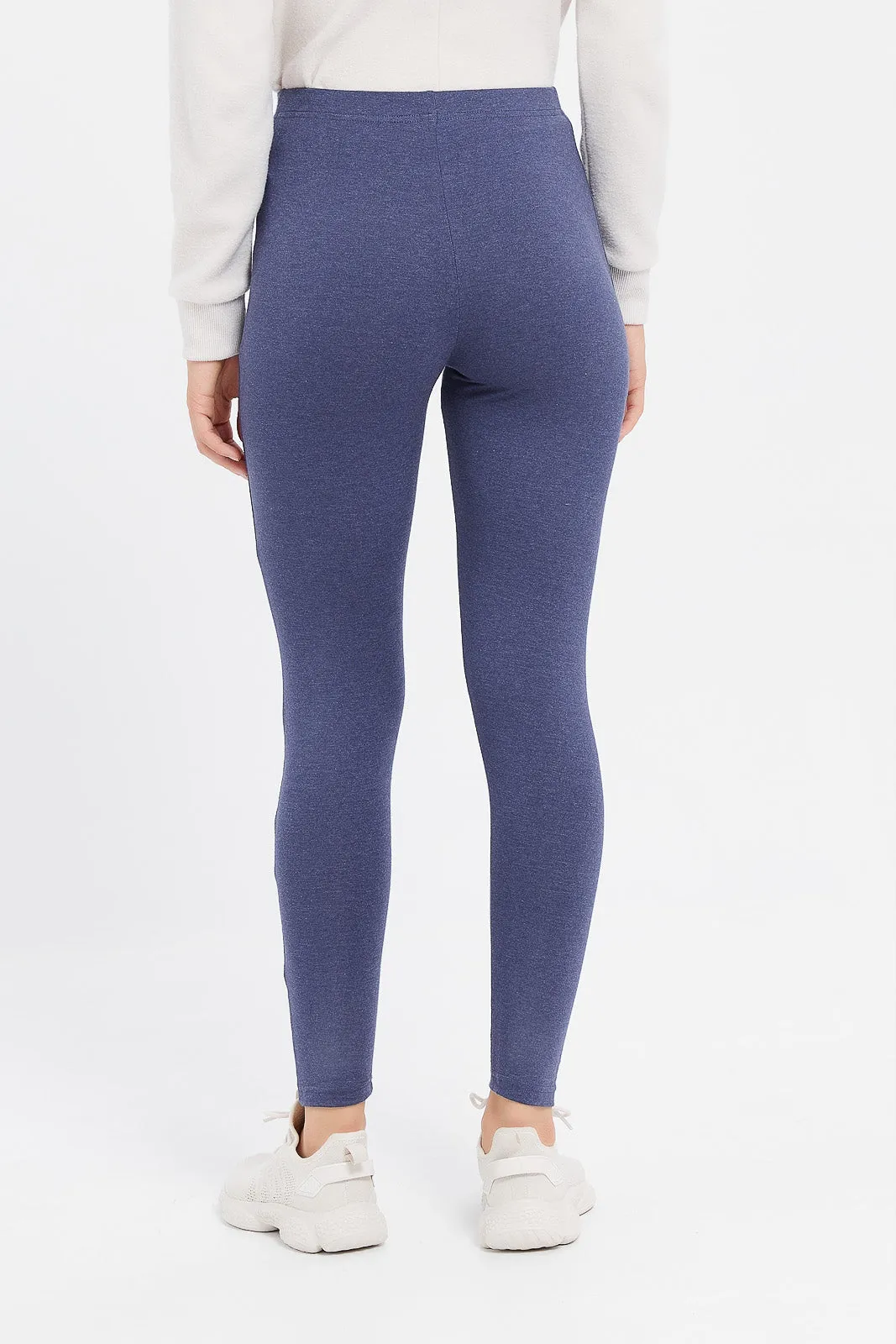 Women Charcoal And Navy Solid Leggings (Pack of 2)