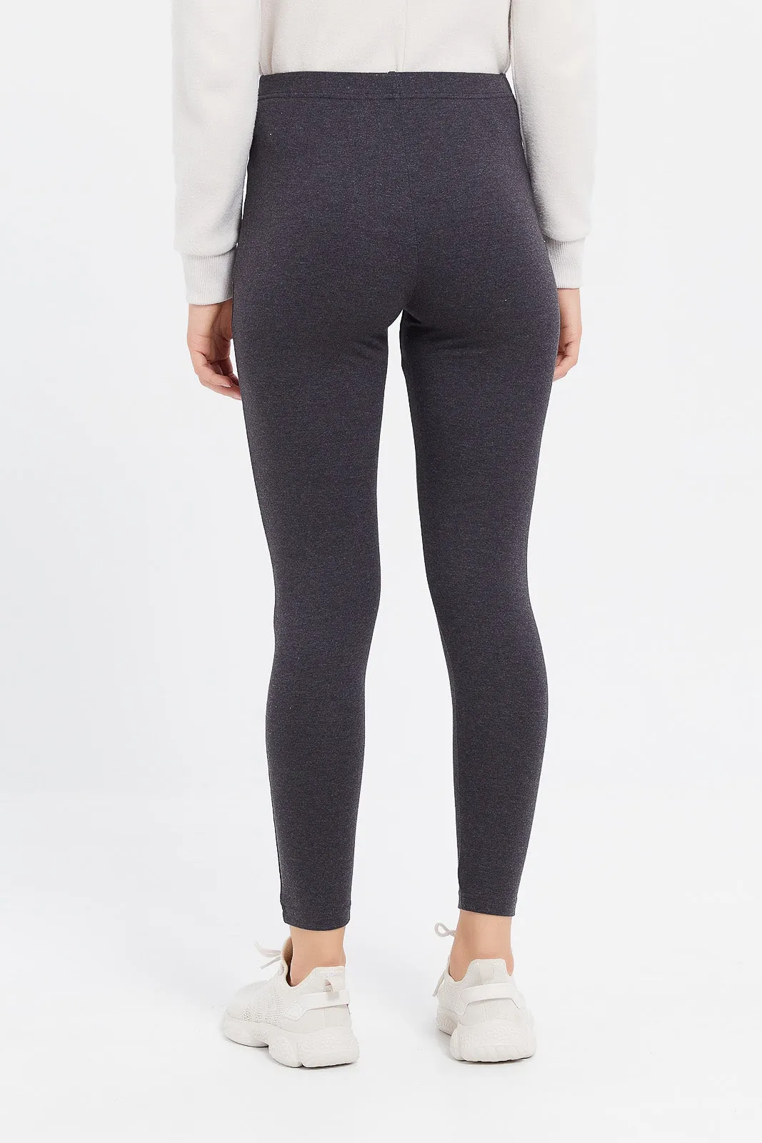 Women Charcoal And Navy Solid Leggings (Pack of 2)